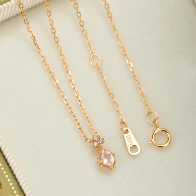 Collier Quartz Rose "Douceur" Argent Doré Or
