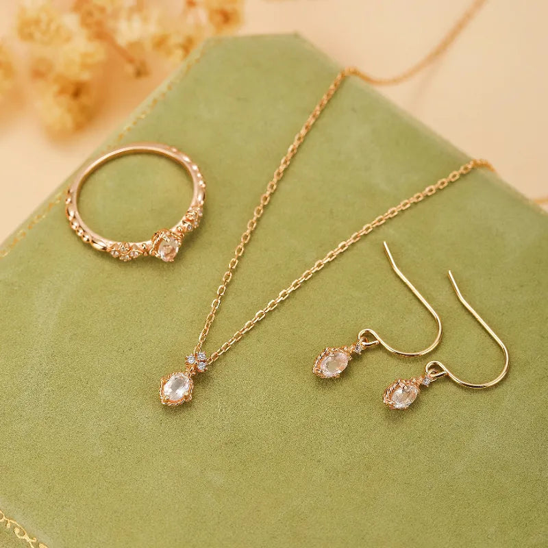 Collier Quartz Rose "Douceur" Argent Doré Or