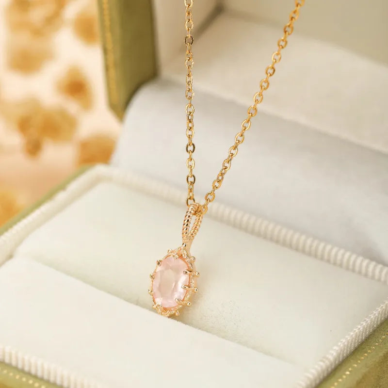 Collier Quartz Rose "Éclat Rosé" Argent Doré Or