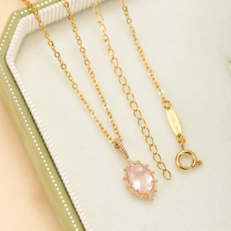 Collier Quartz Rose "Éclat Rosé" Argent Doré Or