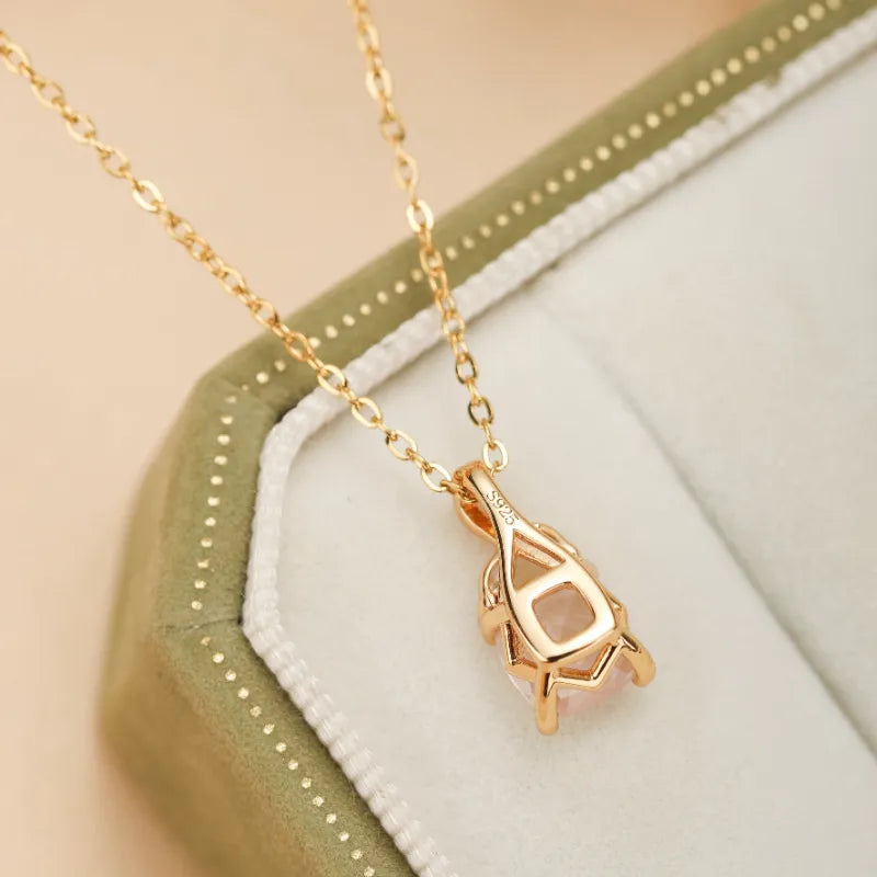 Collier Quartz Rose "Élégance Luxueuse" Argent Doré Or