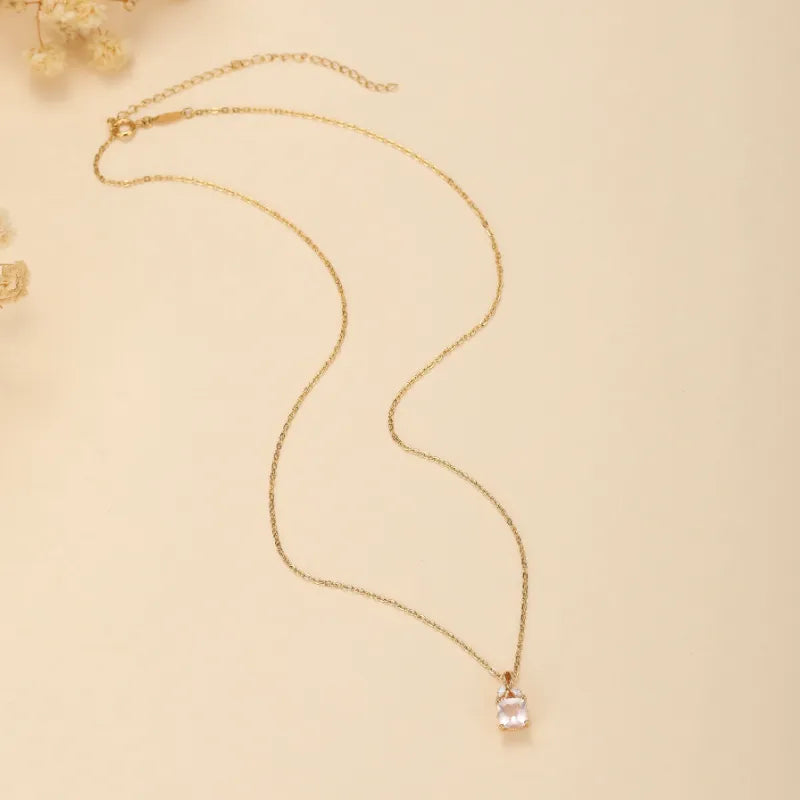 Collier Quartz Rose "Élégance Luxueuse" Argent Doré Or