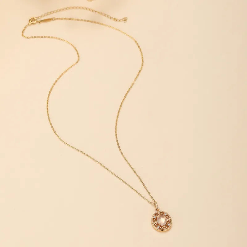 Collier Quartz Rose "Empire Rose" Argent Doré Or