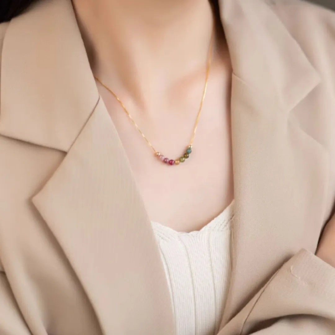 Collier Tourmaline "Arc de Sérénité" Argent Doré Or
