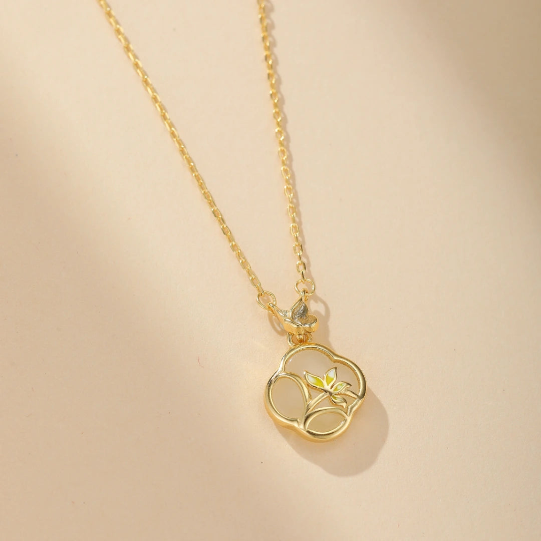Collier Trèfle Jade "Lueur d'Espoir" Argent