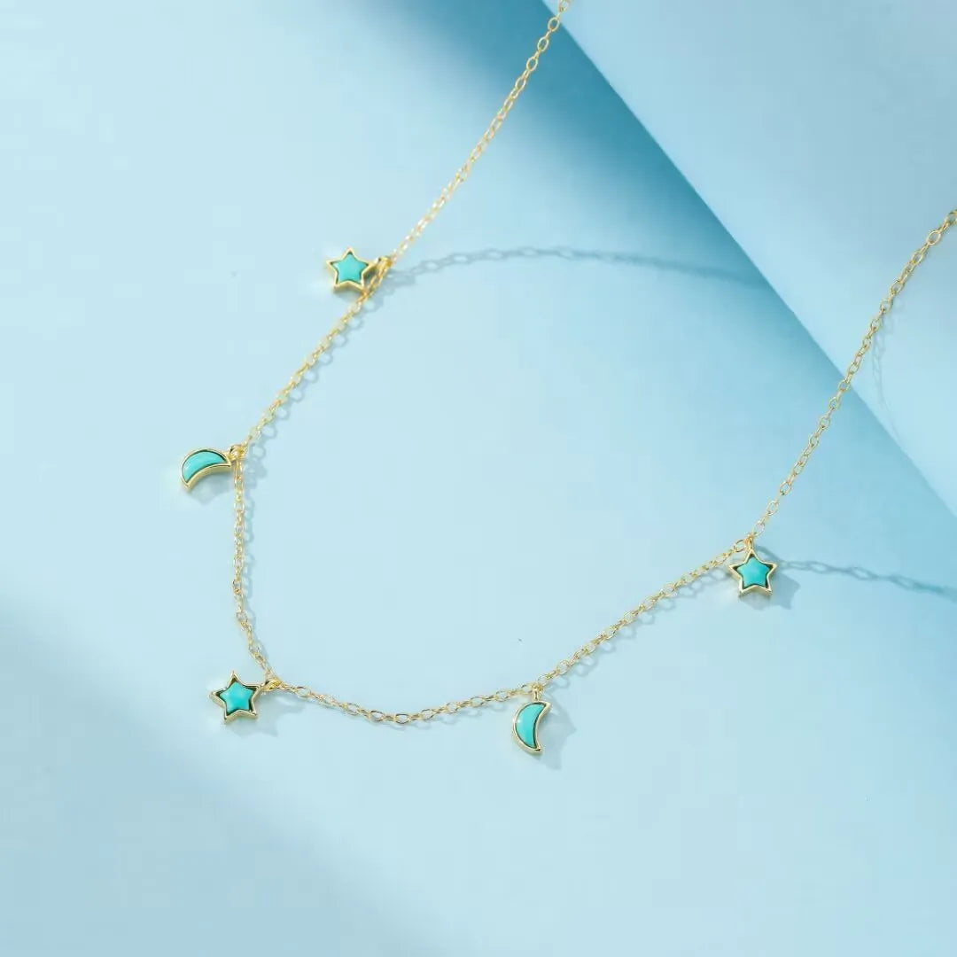 Collana Turchese "Equilibrio Celeste" Argento Dorato Oro