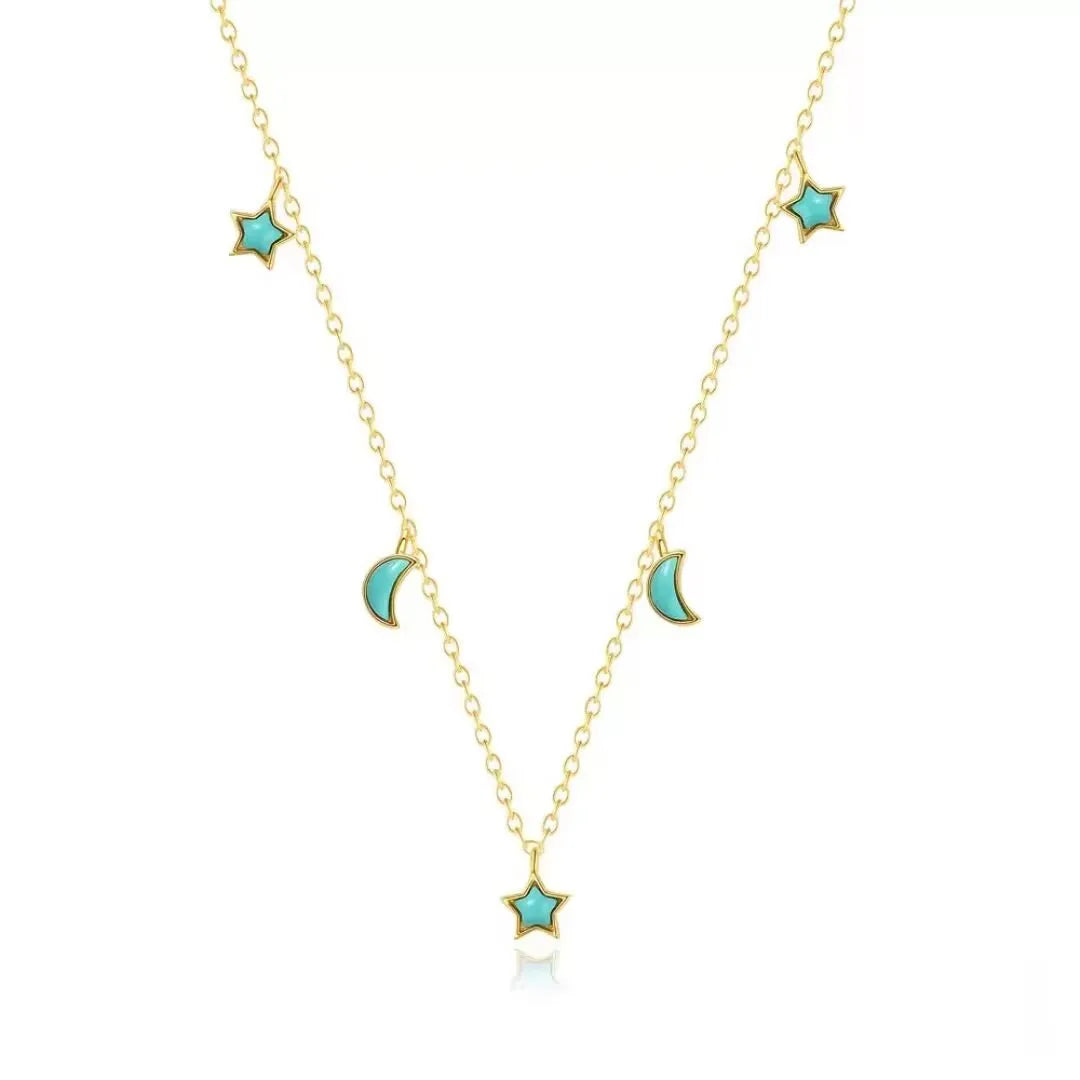 Collana Turchese "Equilibrio Celeste" Argento Dorato Oro