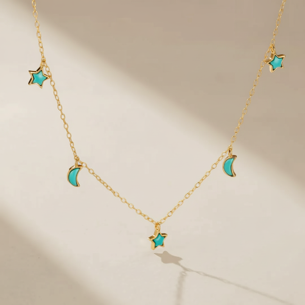 Collier Turquoise "Équilibre Céleste" Argent Doré Or