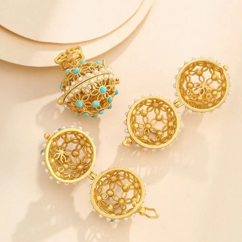 Collana Turchese "Sfera Floreale" Argento Dorato Oro