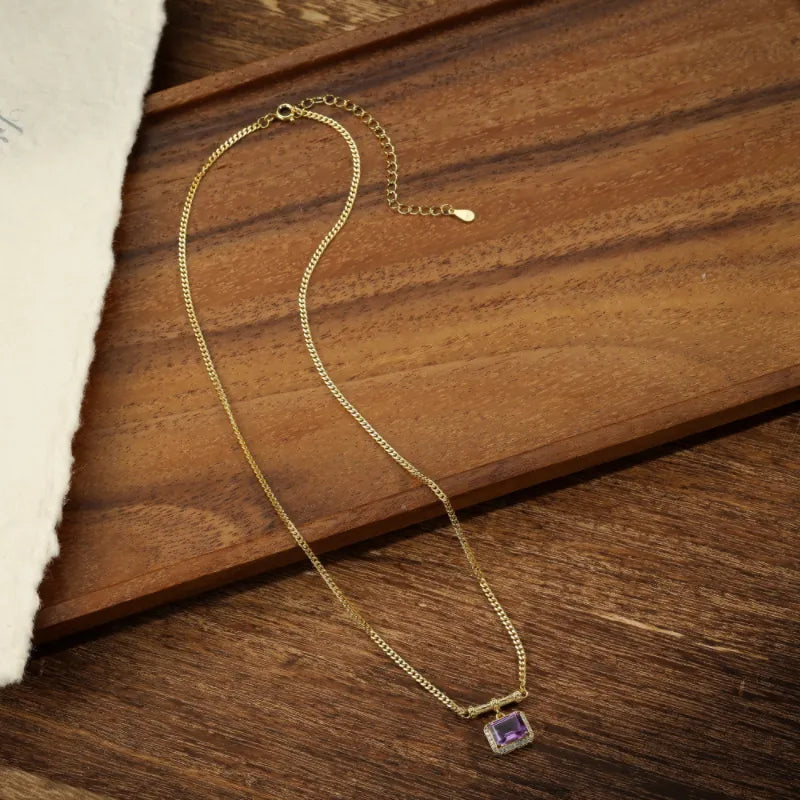 Collier Améthyste "Gemme De Charme" Argent Plaqué Or