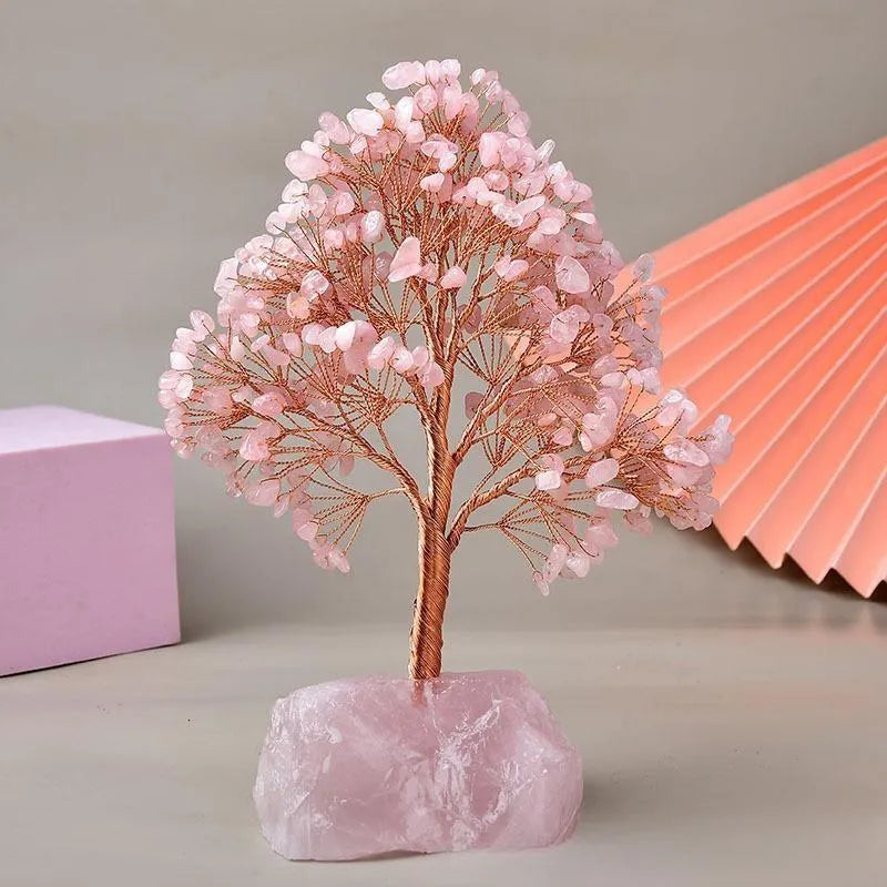 Joie de Vivre – Arbre de Vie avec Base en Quartz Rose