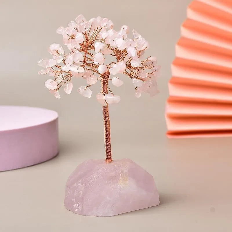 Joie de Vivre – Arbre de Vie avec Base en Quartz Rose