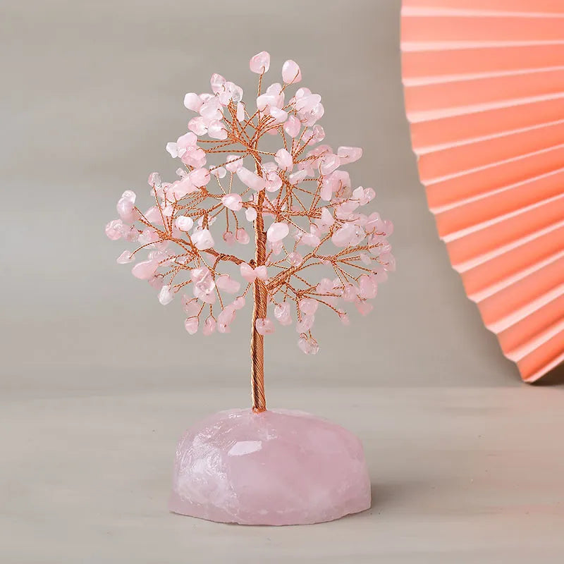 Joie de Vivre – Arbre de Vie avec Base en Quartz Rose