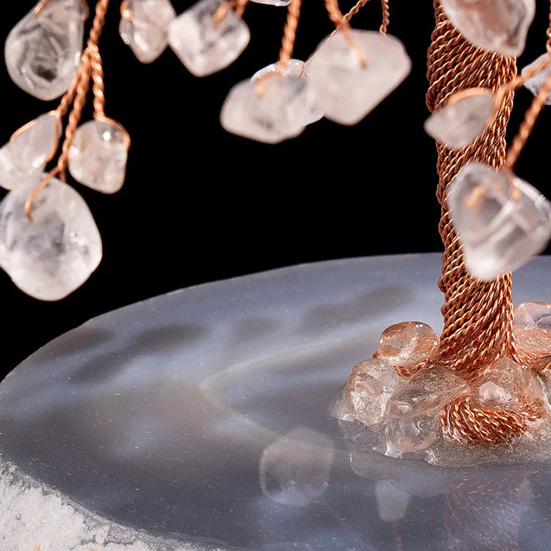 Prospérité - Arbre de Vie en Quartz Clair et Agate