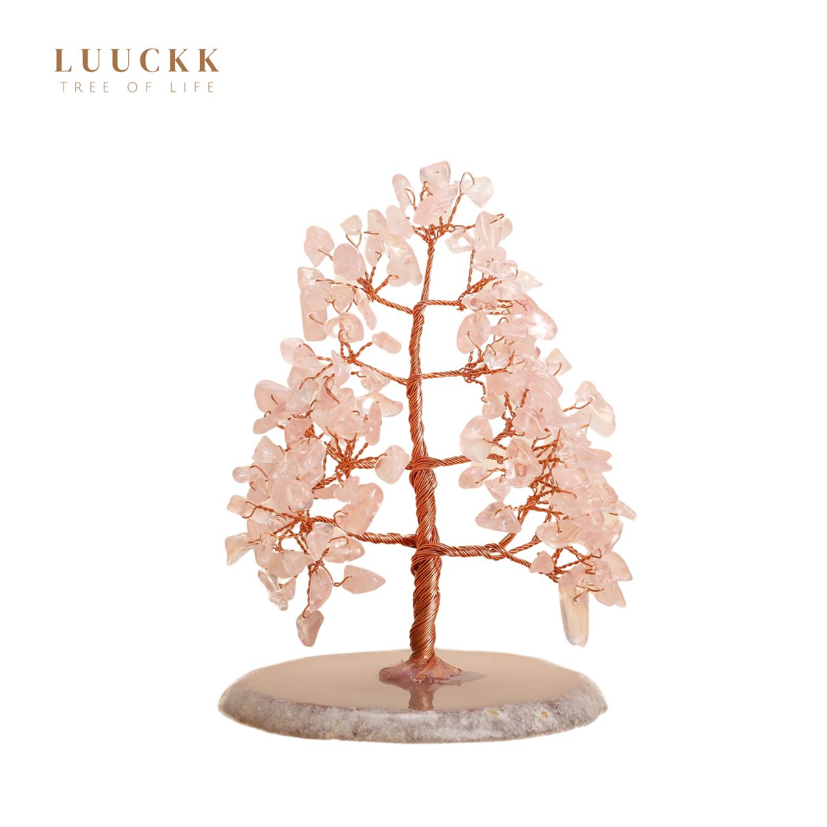 Sérénité - Arbre de Vie en Forme de Sapin Quartz Rose