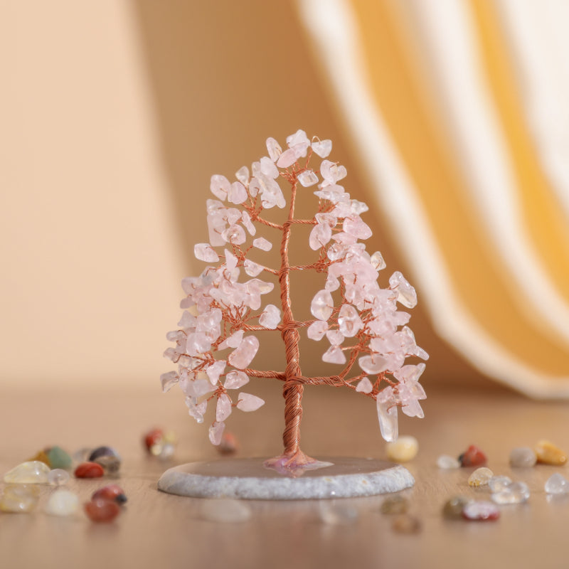 Sérénité - Arbre de Vie en Forme de Sapin Quartz Rose
