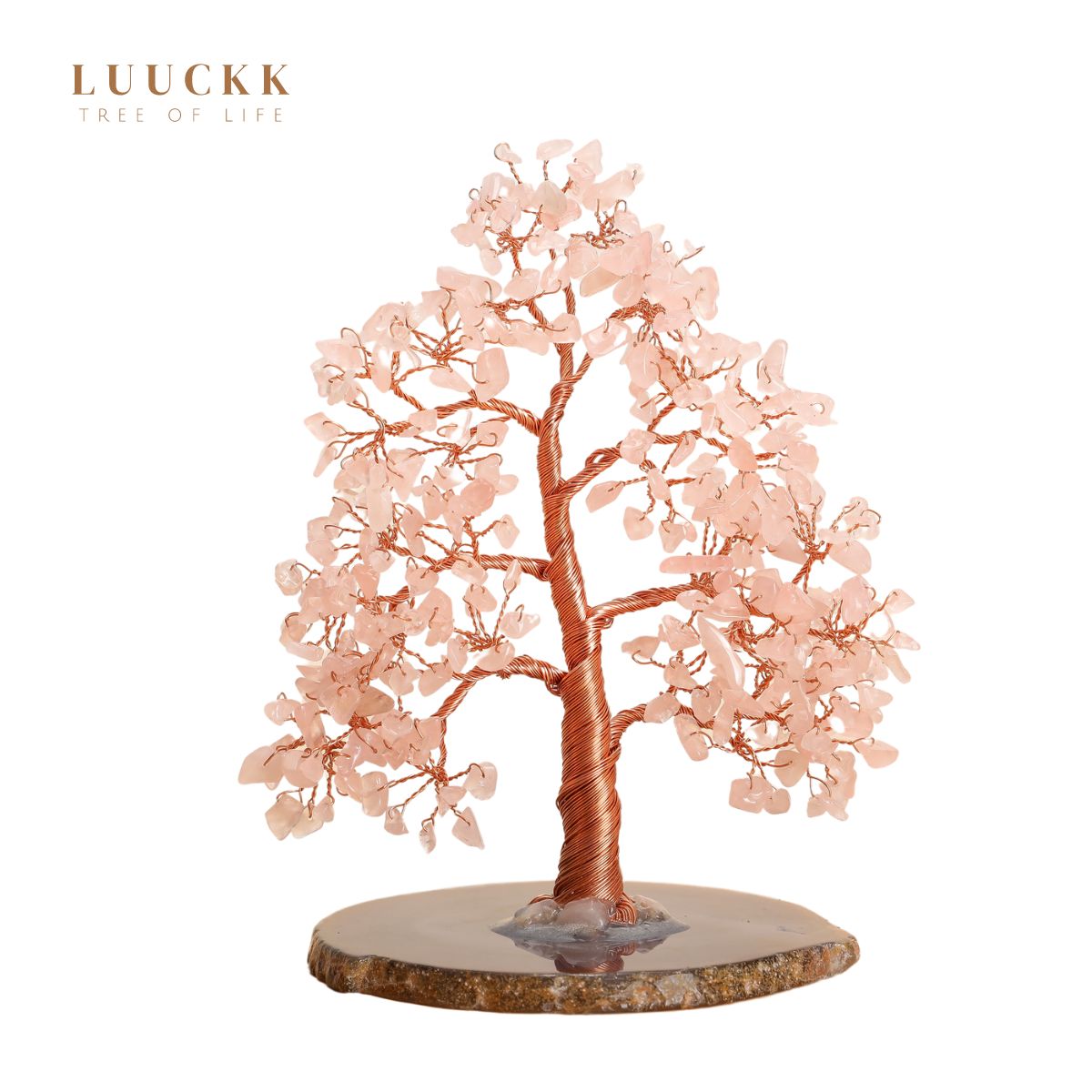 Sérénité - Arbre de Vie en Forme de Sapin Quartz Rose