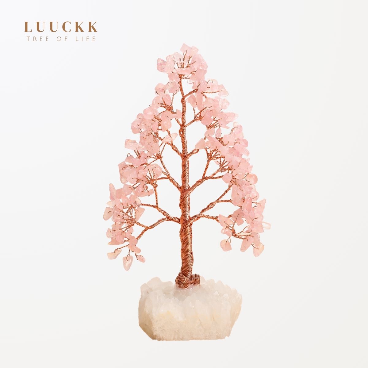 Sublime - Arbre de Vie en Forme de Sapin en Quartz Rose et Quartz Clair