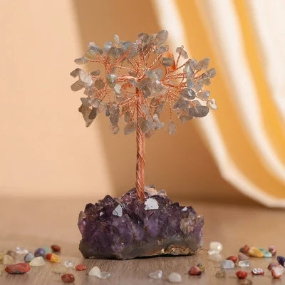 Luminous Symphony - Tree of Life with Natural Stones Amethyst Base