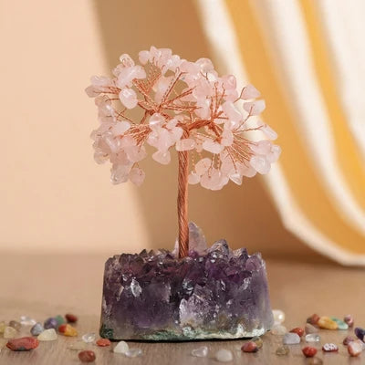 Luminous Symphony - Tree of Life with Natural Stones Amethyst Base