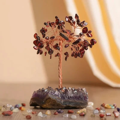 Luminous Symphony - Tree of Life with Natural Stones Amethyst Base