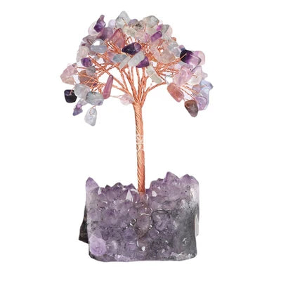 Luminous Symphony - Tree of Life with Natural Stones Amethyst Base