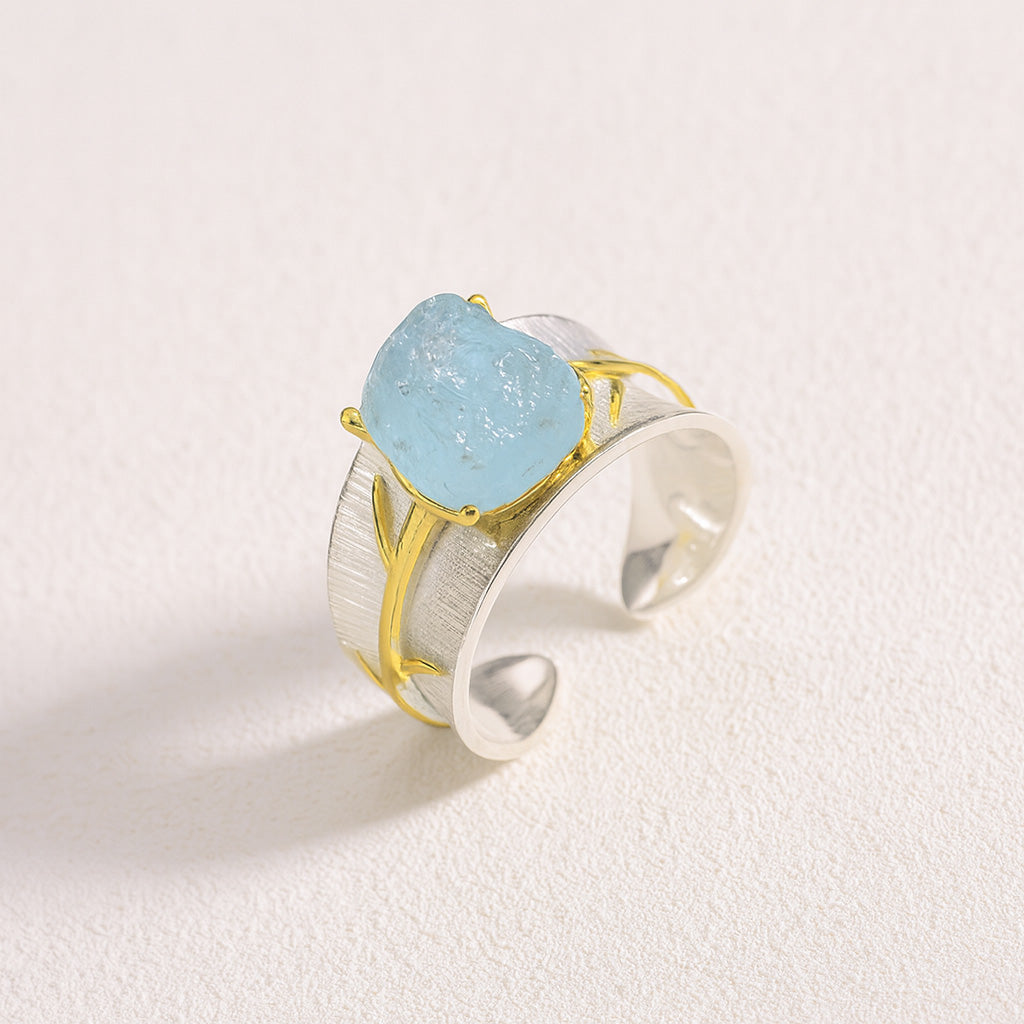 
Aquamarinring "Meeresnebel" Silber