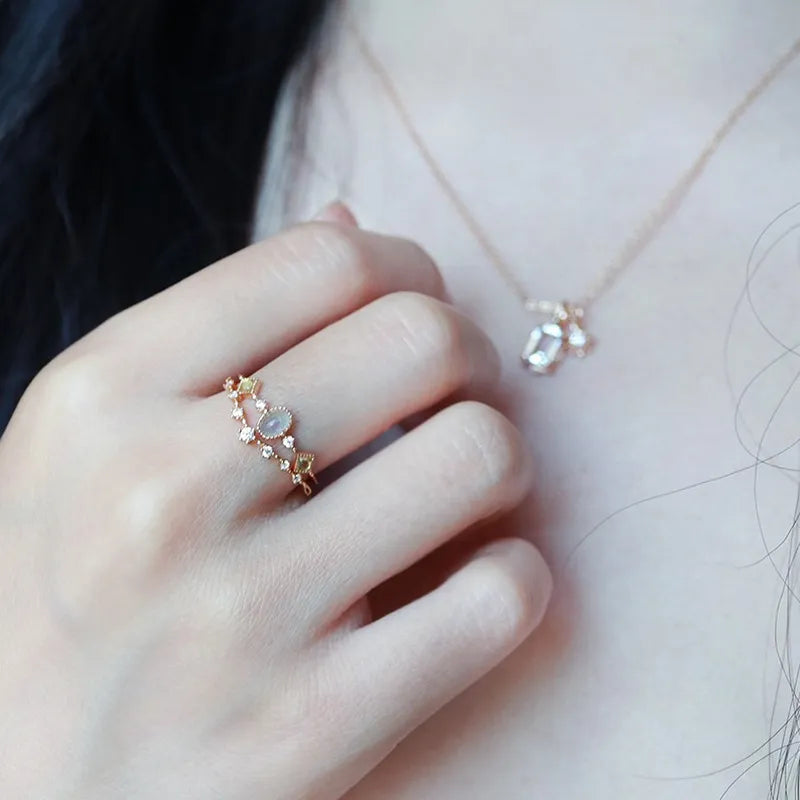 Aquamarin- und Peridotring "Klarheit" vergoldet