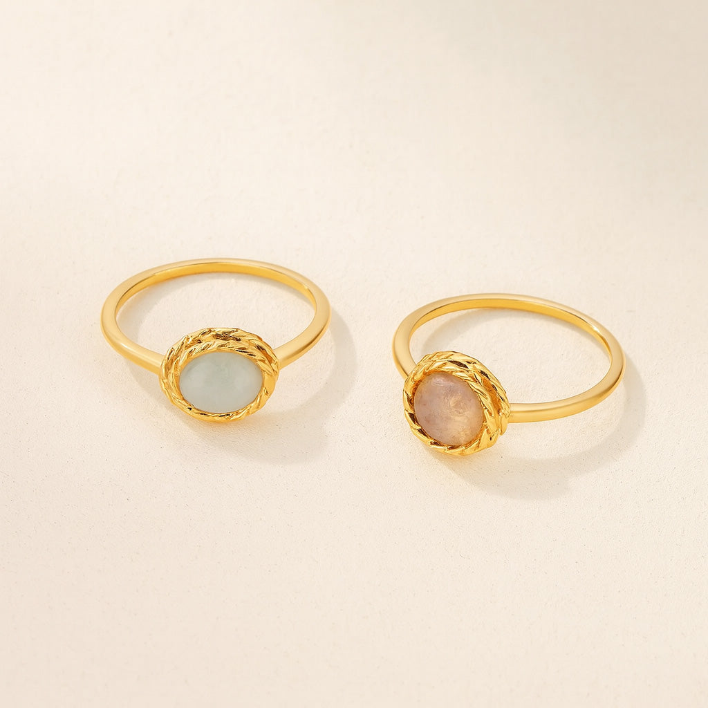 
Aquamarin- oder Labradorit-Ring "Maritimer Charme" Vergoldet Silber