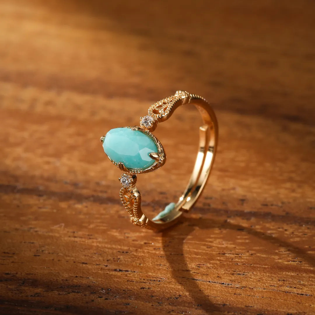 Amazonitring "Harmonischer Glanz" Goldplattiert