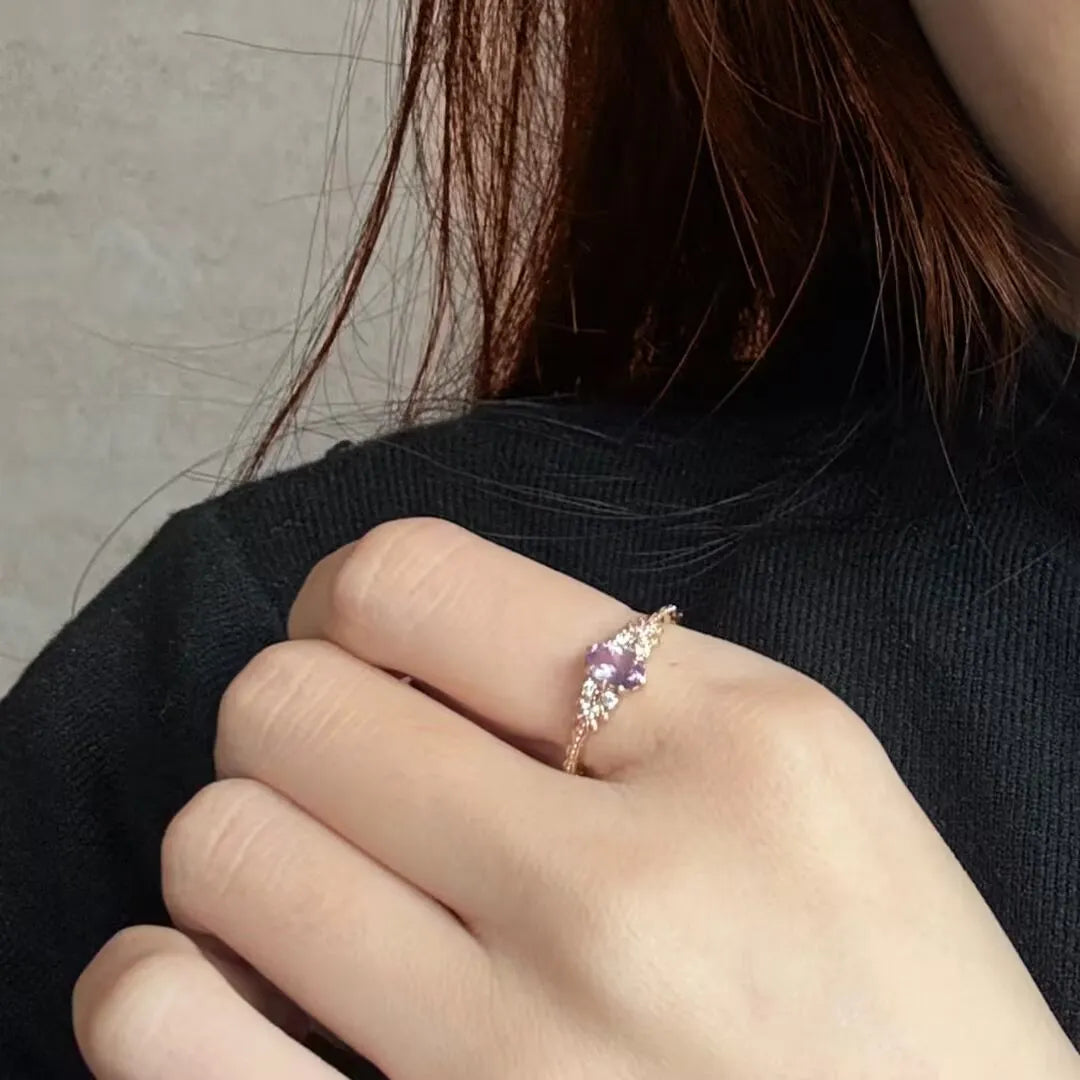 Amethystring "Magischer Glanz" Vergoldet Silber