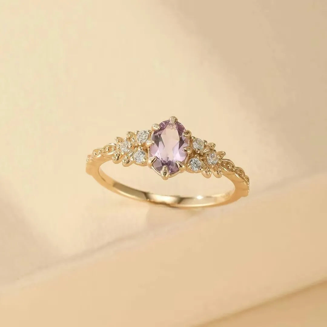 Amethystring "Magischer Glanz" Vergoldet Silber