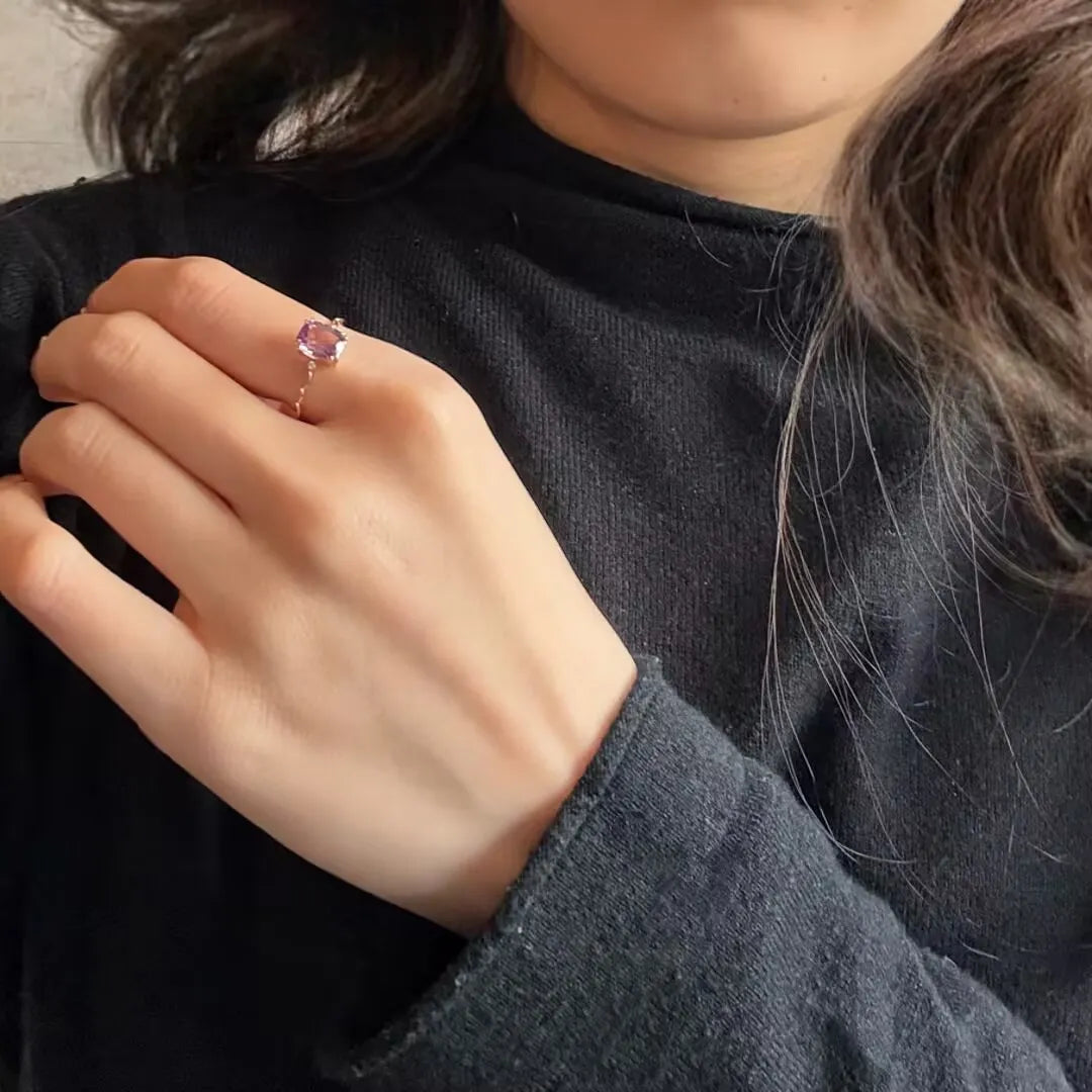 Amethystring "Verzauberndes Violett" Goldplattiert Silber