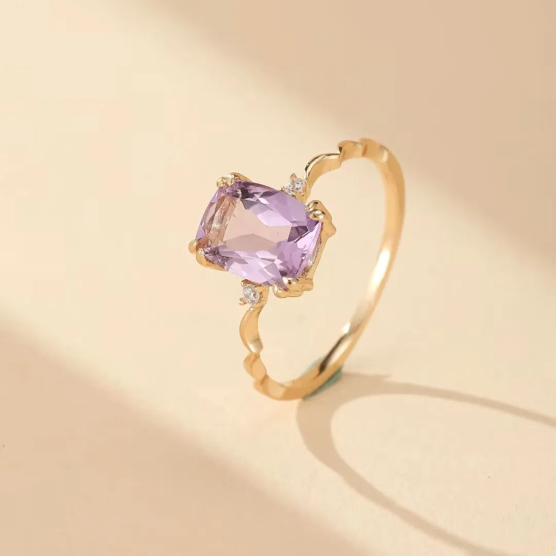 Amethystring "Verzauberndes Violett" Goldplattiert Silber