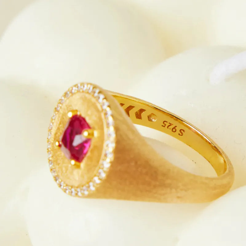 Anillo Cornalina "Energía Vital" Plata Dorada Oro