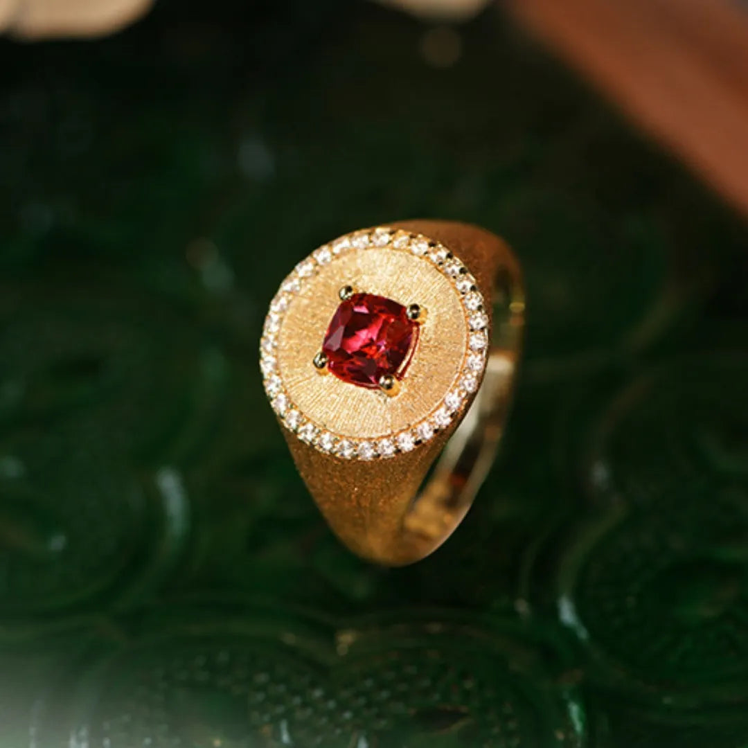 Anillo Cornalina "Energía Vital" Plata Dorada Oro