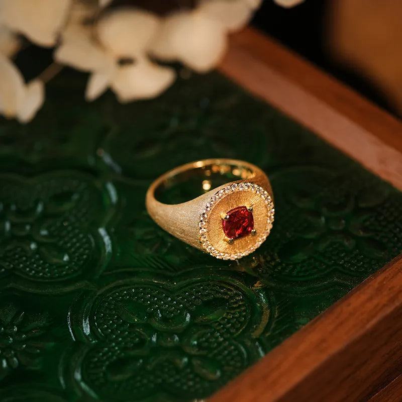 Anillo Cornalina "Energía Vital" Plata Dorada Oro
