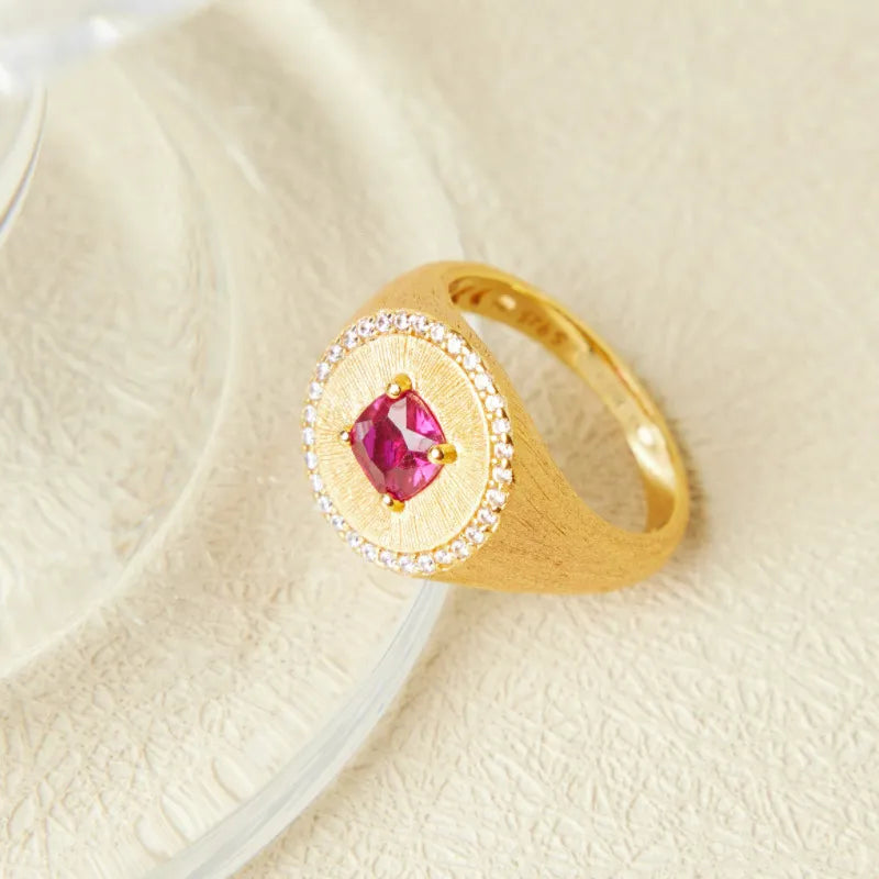 Anillo Cornalina "Energía Vital" Plata Dorada Oro