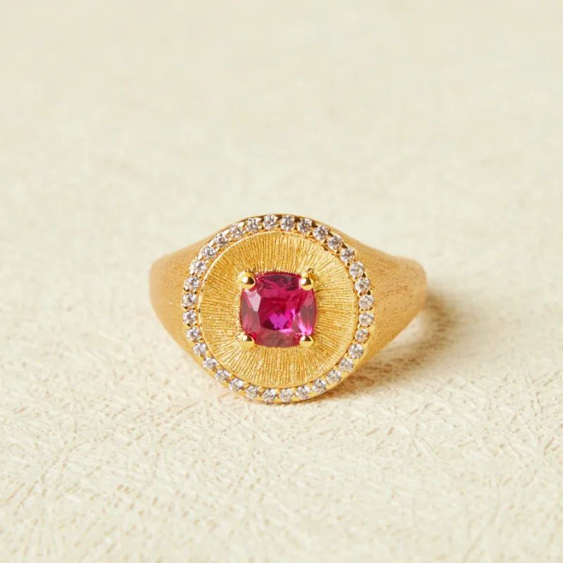 Anillo Cornalina "Energía Vital" Plata Dorada Oro