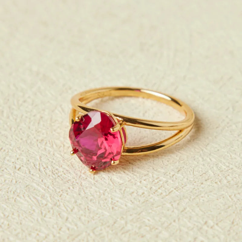 Anillo Cornalina "Esencia Elegante" Plata Dorada Oro