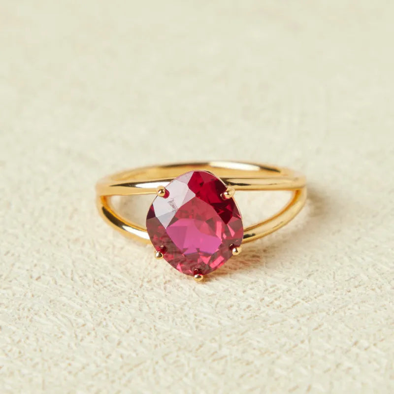 Anillo Cornalina "Esencia Elegante" Plata Dorada Oro