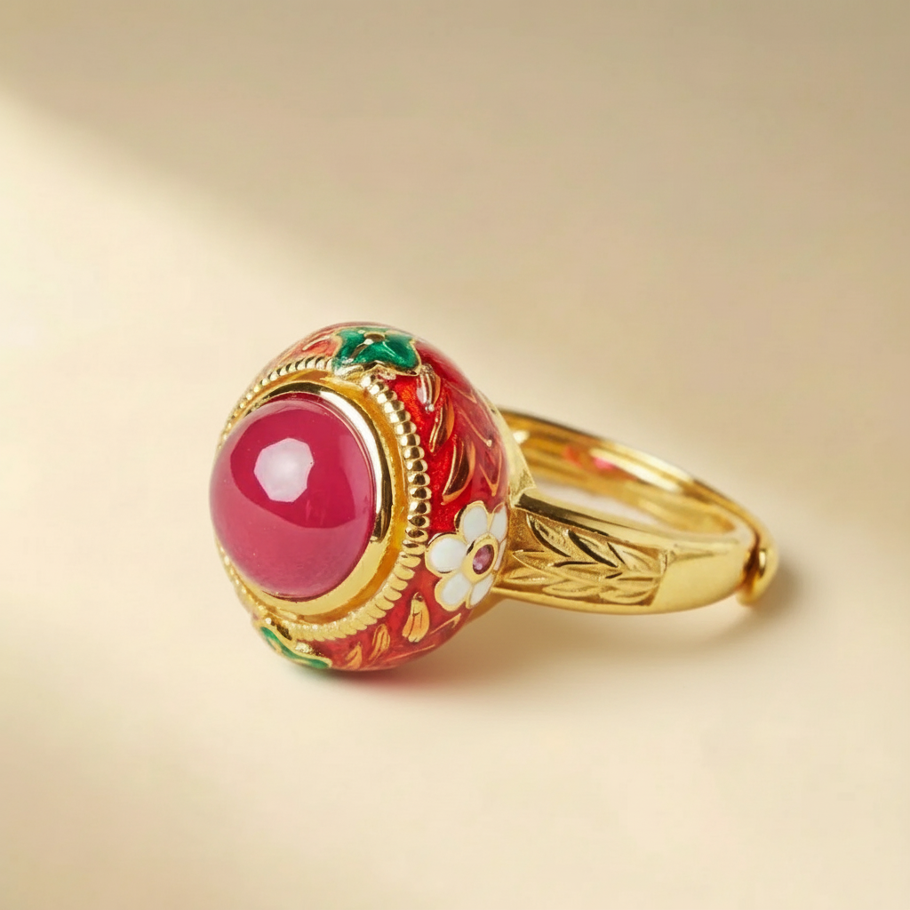 Anello Cornalina "Fiore di Passione" Argento Dorato Oro