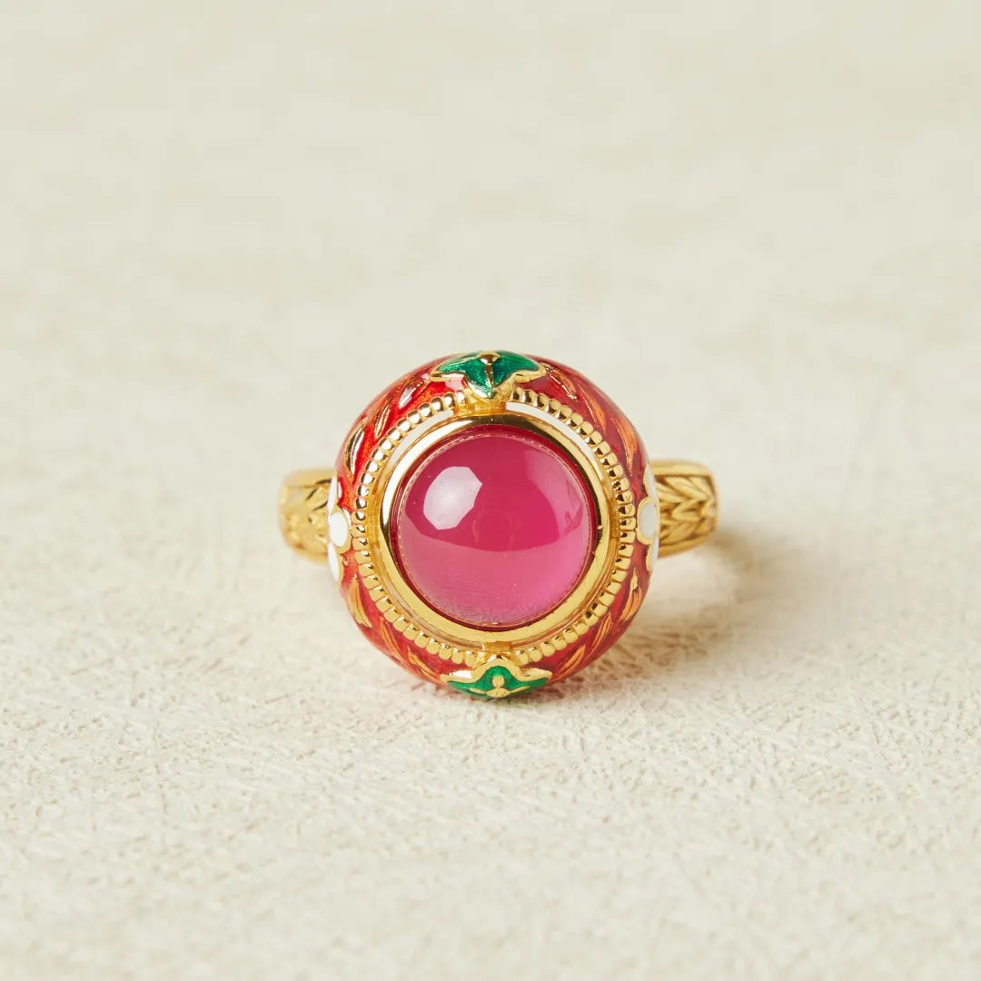 Anillo Cornalina "Flor de Pasión" Plata Dorada Oro