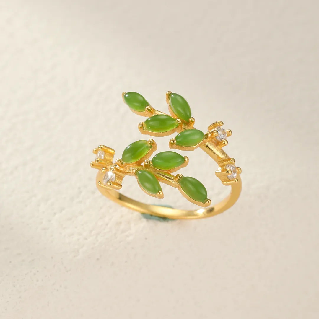 Jade Ring "Naturzauber" Goldplattiert Silber
