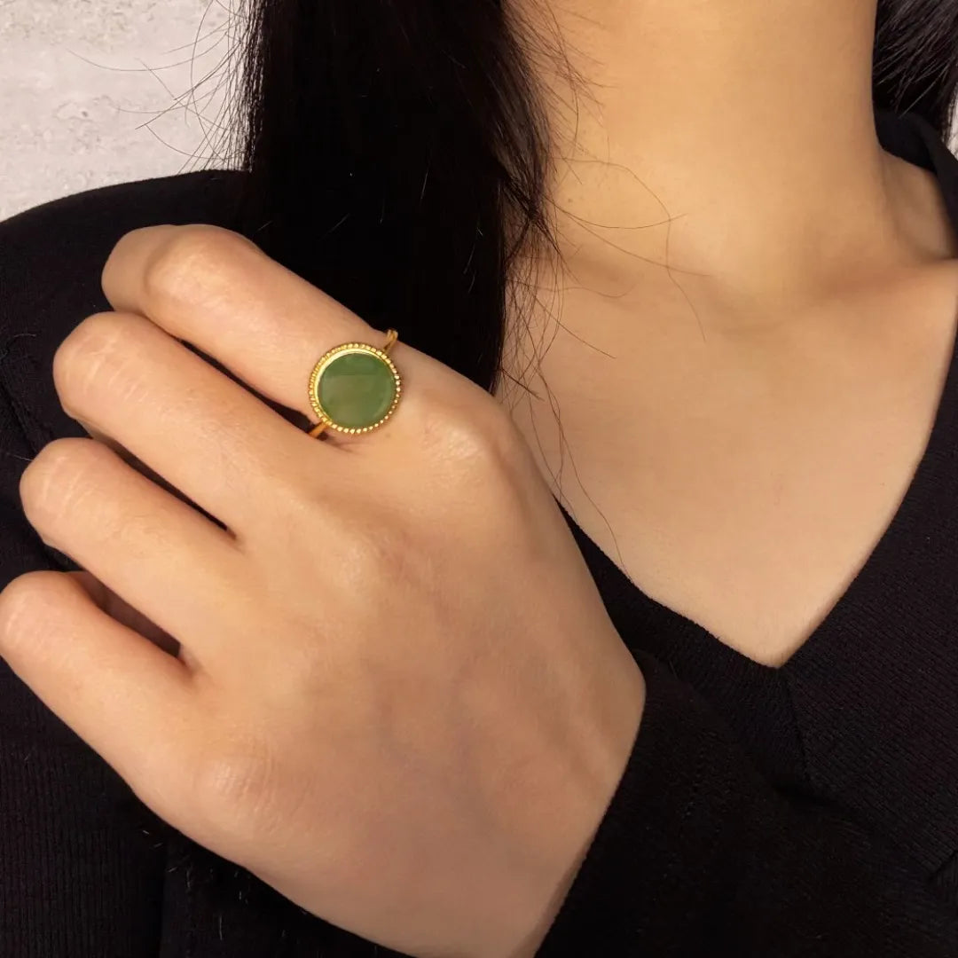 Jade Ring "Sonnenzauber" Goldplattiert