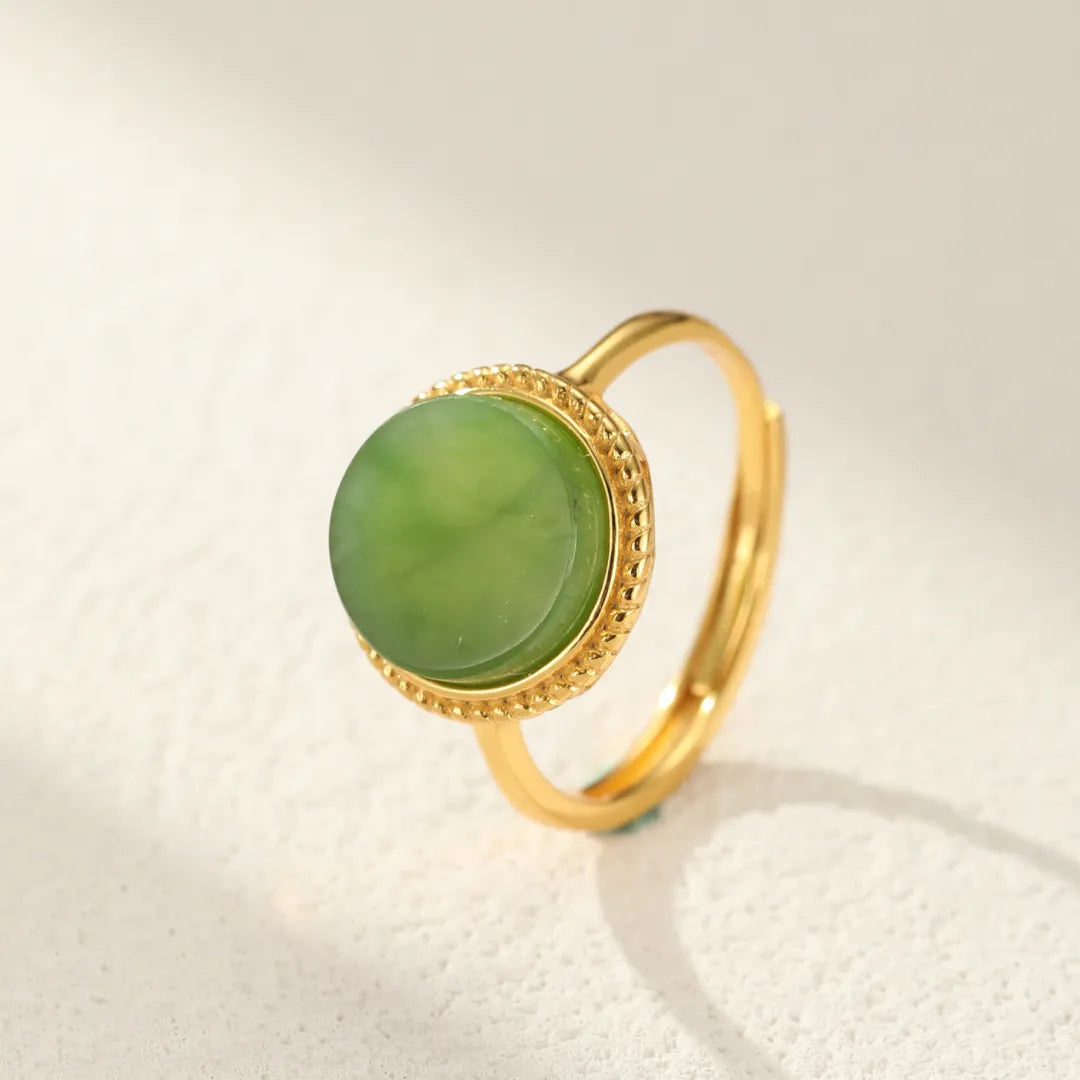 Jade Ring "Sonnenzauber" Goldplattiert