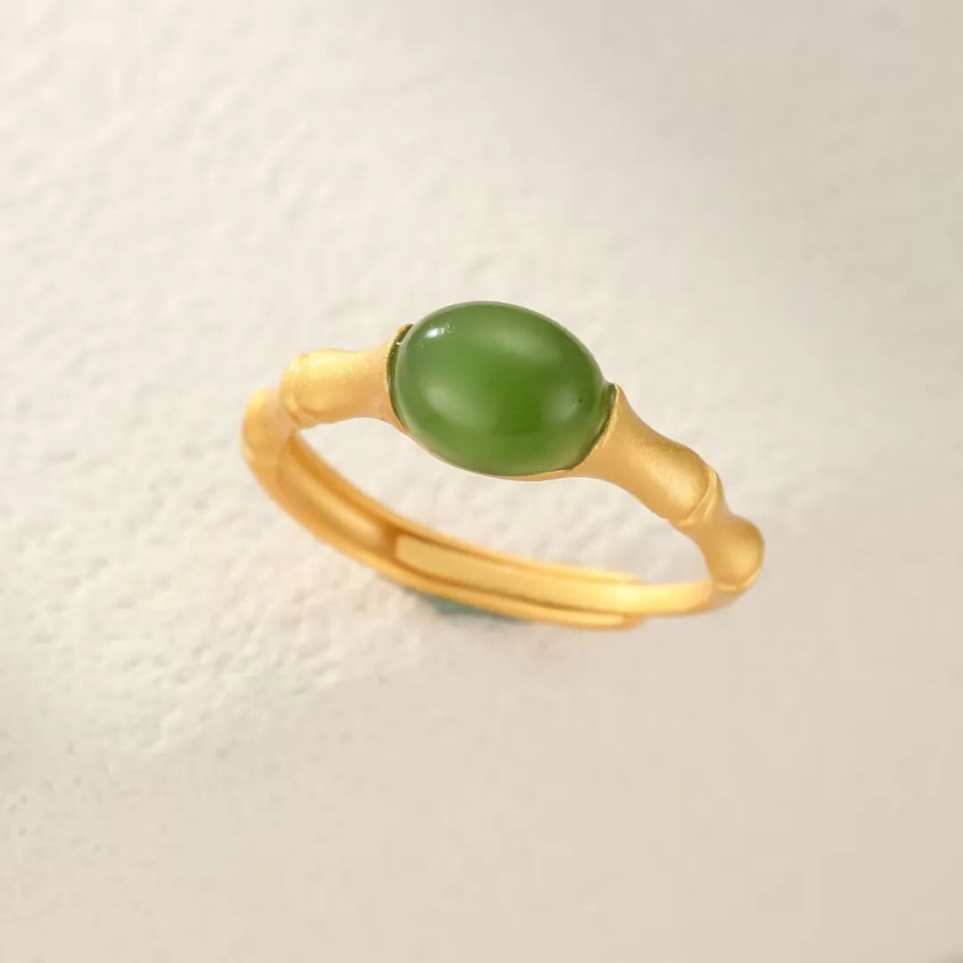 Jade Ring "Bamboo Kraft" Gold Silber