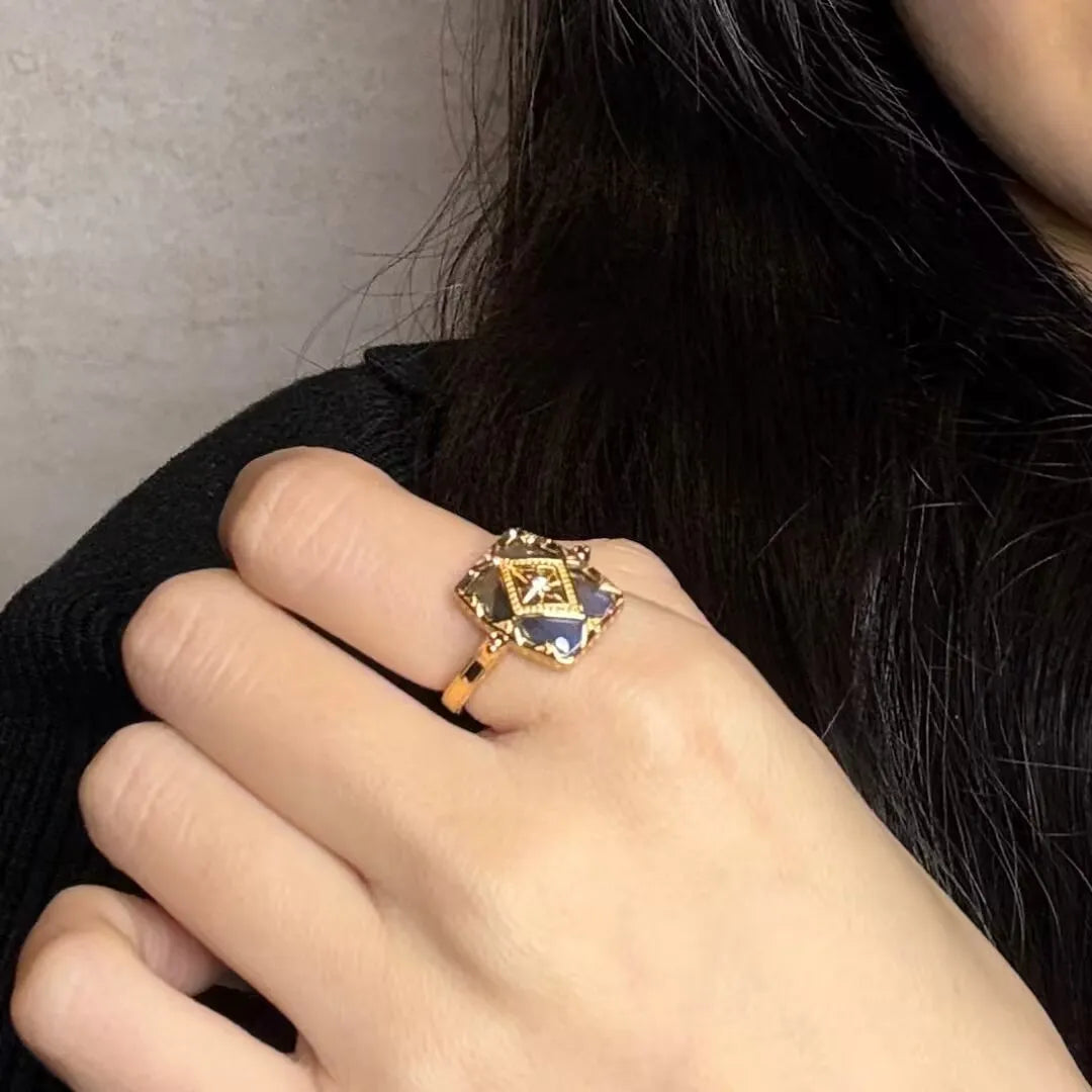 Labradoritring "Mysteriöser Glanz" Goldsilber