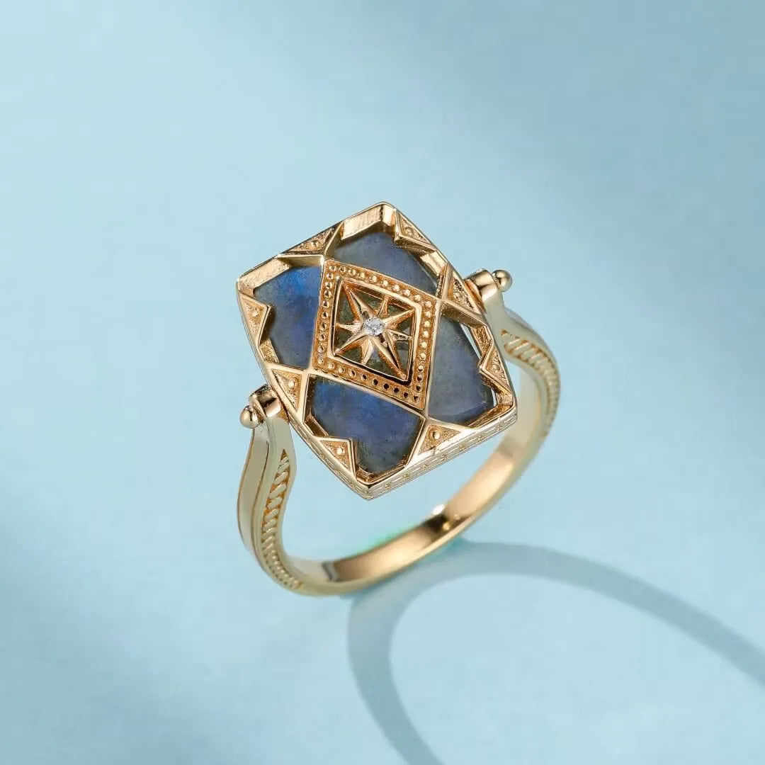 Labradoritring "Mysteriöser Glanz" Goldsilber