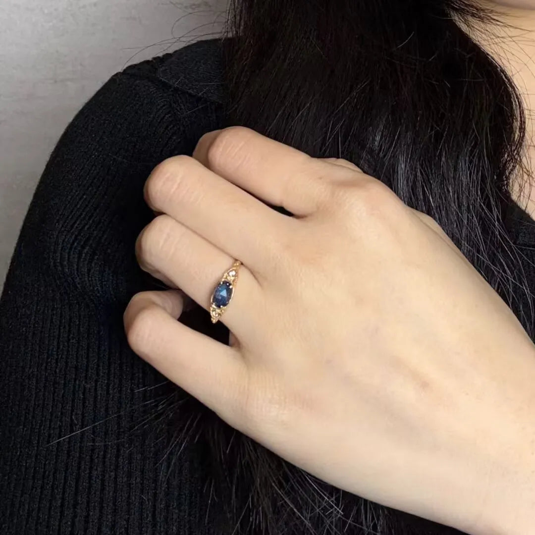 Anillo de Labradorita y Lapislázuli "Sueño Astral" Plata Dorada